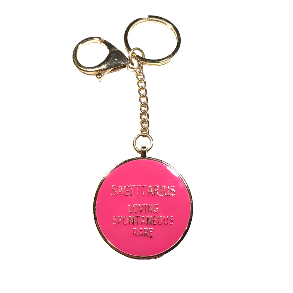 Sagittarius Loving Spontaneous Rare Keychain Red Pink Arrow Gold Tone metal Clip
